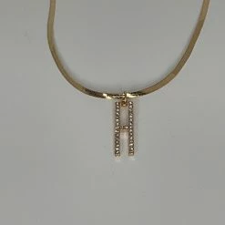 The Sparkling Spur Jewelry Rhinestone Initial On Snake Chain Necklace (Variety)