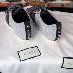 Gucci TIFFIANY'S CLOSET Glitter Web Sneaker With Studs