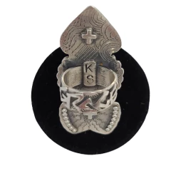 Kathy Sands Jewelry 3 Tier Arrow Ring W/Nickels & Turquoise Stone