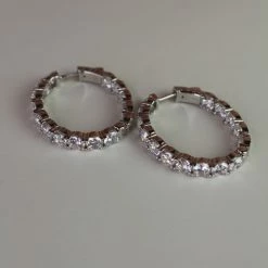 The Sparkling Spur New Arrivals Medium Oval CZ Diamond Hoop Earrings