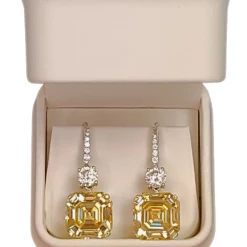The Sparkling Spur Yellow Moissanite Lab Diamond Earrings New Arrivals