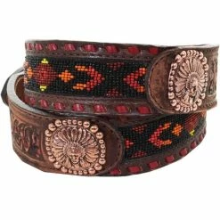 Double J Saddlery Brown Vintage Beaded Belt