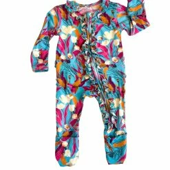 The Sparkling Spur Kids Of A King Tropical Magenta Ruffle Zip Footie