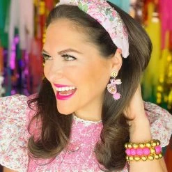 Brianna Cannon Light Pink Floral Headband With Pearl Flowers