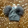 Maniere Double Raccoon Fur Baby Pom Beanie