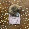 Maniere Sparkle Baby Winter Beanie With Raccoon Snap On Pom