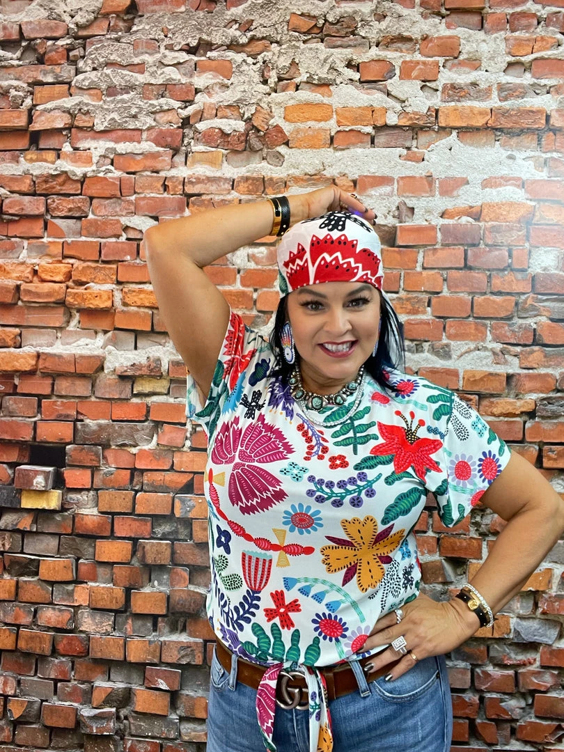 Best Sale ๐ฅ Double D Ranch Wear - Folk Foray Collection Tops Nina Tie Top ๐ 5 Double D Ranch Wear - Folk Foray Collection Tops Nina Tie Top