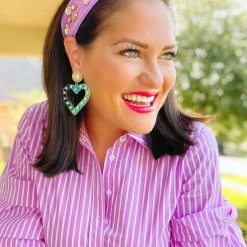 Brianna Cannon Iridescent Heart Earrings With Pearls And Crystals