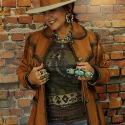 Roja TIFFIANY'S CLOSET Leather Jacket With Fringe & Whip Stitching