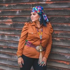 Teton Trade Cloth Elias Not Afraid - Satin Scarf Geometric Hats/Headbands/Scarves/Gloves