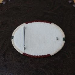 The Sparkling Spur Accessories Cream/Expresso Large Oval Beaded Buckle With Cut Beads