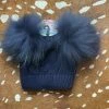 Maniere Kid's Hats Double Raccoon Fur Baby Pom Beanie