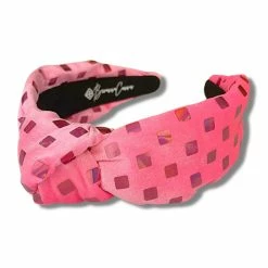 Brianna Cannon New Arrivals Velvet Knotted Headband With Metallic Squares