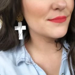 Deals ๐ Brianna Cannon Jewelry Pearl White Acrylic Cross With Gold Beaded Top โ๏ธ 5 Brianna Cannon Jewelry Pearl White Acrylic Cross With Gold Beaded Top