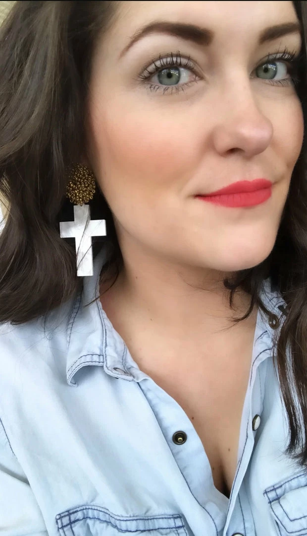 Deals ๐ Brianna Cannon Jewelry Pearl White Acrylic Cross With Gold Beaded Top โ๏ธ 4 Brianna Cannon Jewelry Pearl White Acrylic Cross With Gold Beaded Top