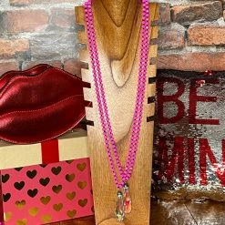 The Sparkling Spur Jewelry AB Crystal Stone W/Fuchsia Cut Beads