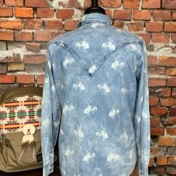 Ryan Michael Bucking Horse Indigo Print Shirt
