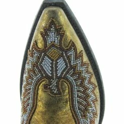 Old Gringo Eagle Beaded Gold Metallic Bootie Shoes/Boots