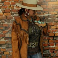 Roja TIFFIANY'S CLOSET Leather Jacket With Fringe & Whip Stitching