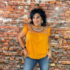 Budget 🔥 Double D Ranch Wear - Folk Foray Collection Palomita Top Tops ❤️ 12 Double D Ranch Wear - Folk Foray Collection Palomita Top Tops